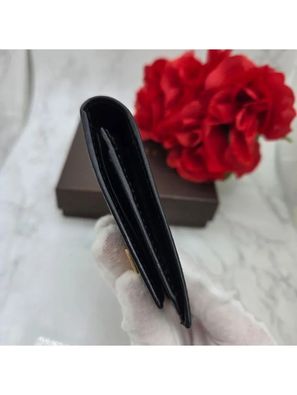 Gucci Card Case Coin Purse Leather Black